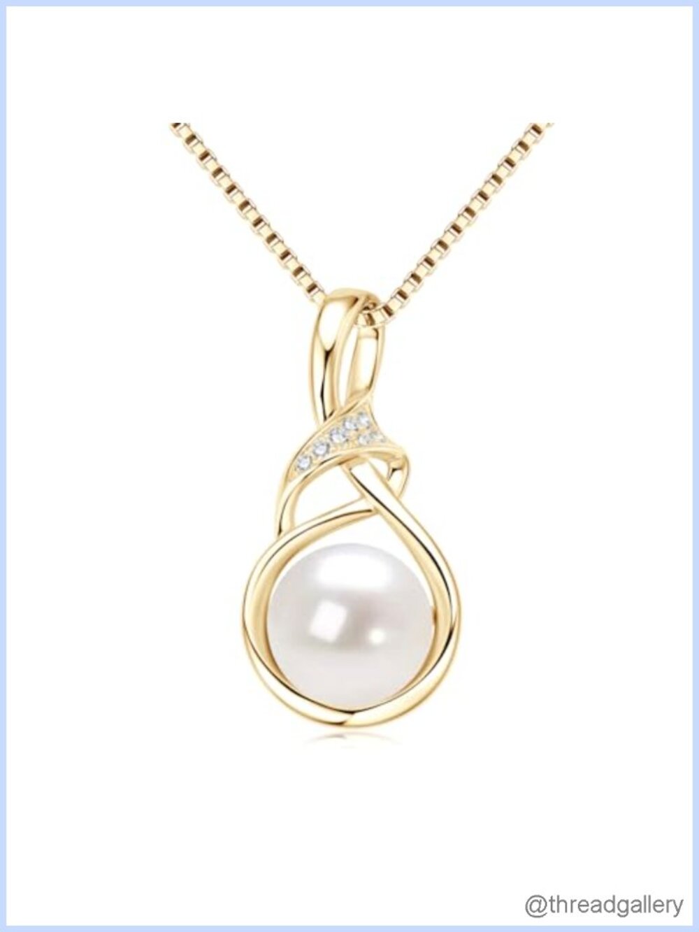 Freshwater Pearl Pendant Necklace 14K Gold Plated Moissanite Infinity